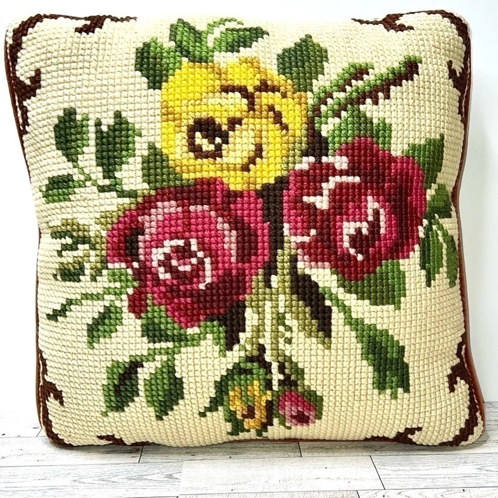 Vintage floral needlepoint